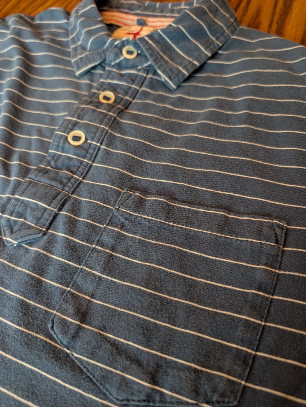 Relwen Pique Slot Polo Blue Stripe